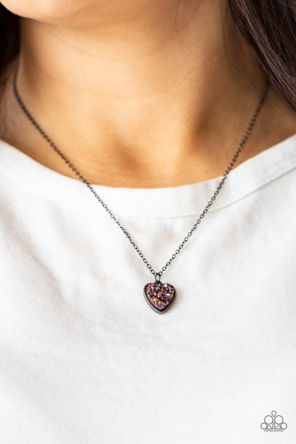 Pitter Patter Goes My Heart Purple Multi Necklace