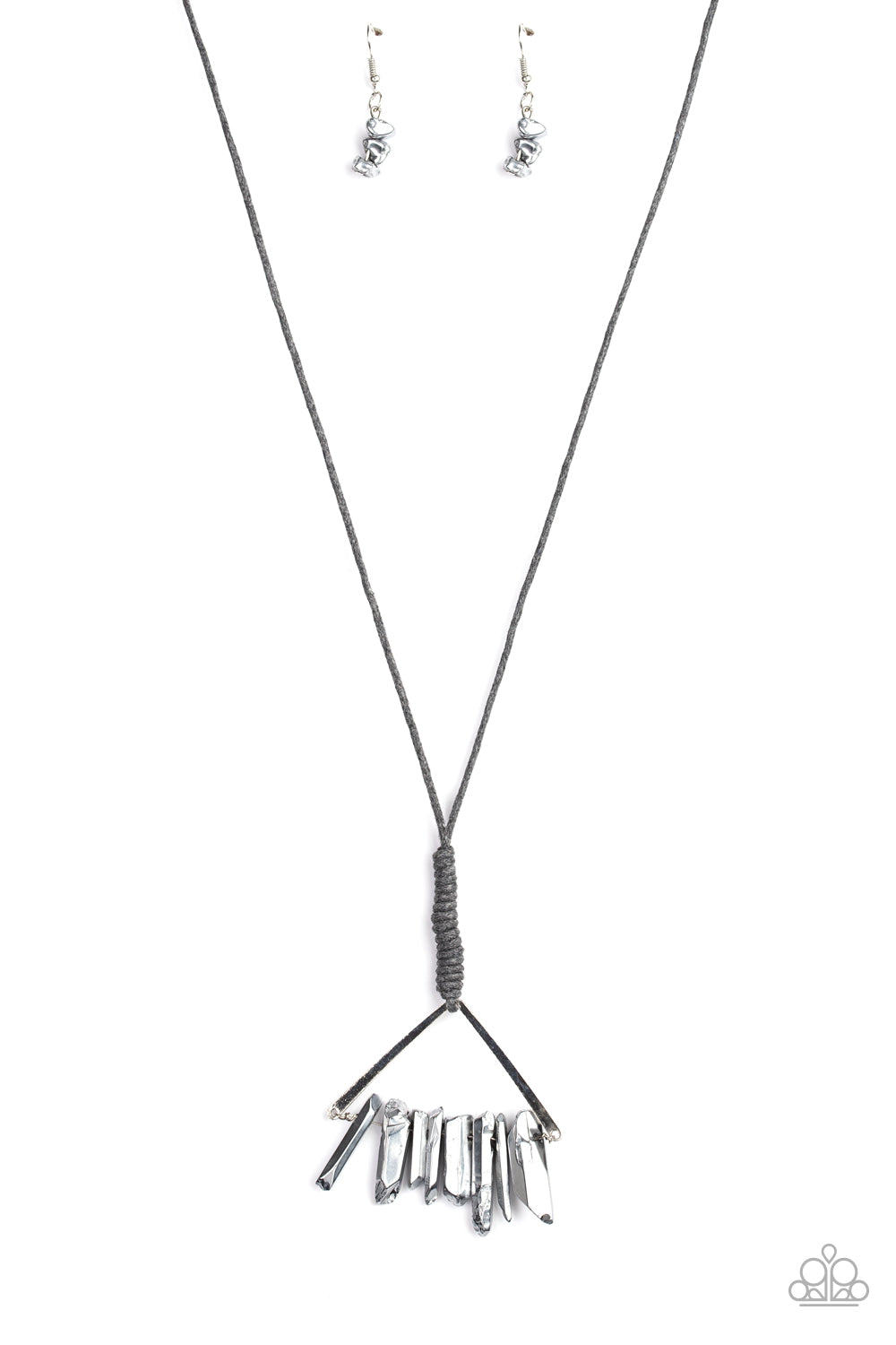 Raw Talent Long Silver Gunmetal Necklace