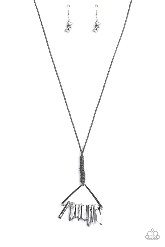 Raw Talent Long Silver Gunmetal Necklace