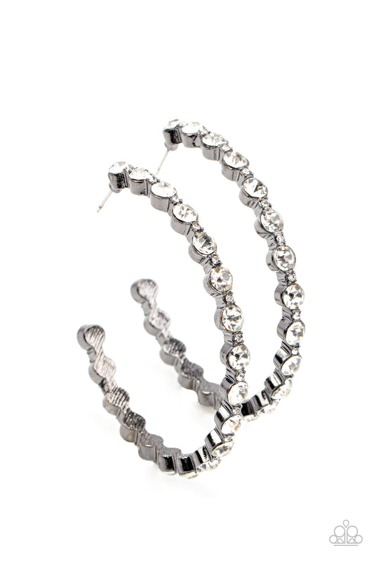 Royal Reveler Gunmetal Bling Hoops