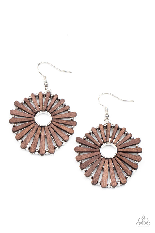 Spoke Too Soon Brown Wood Earrings