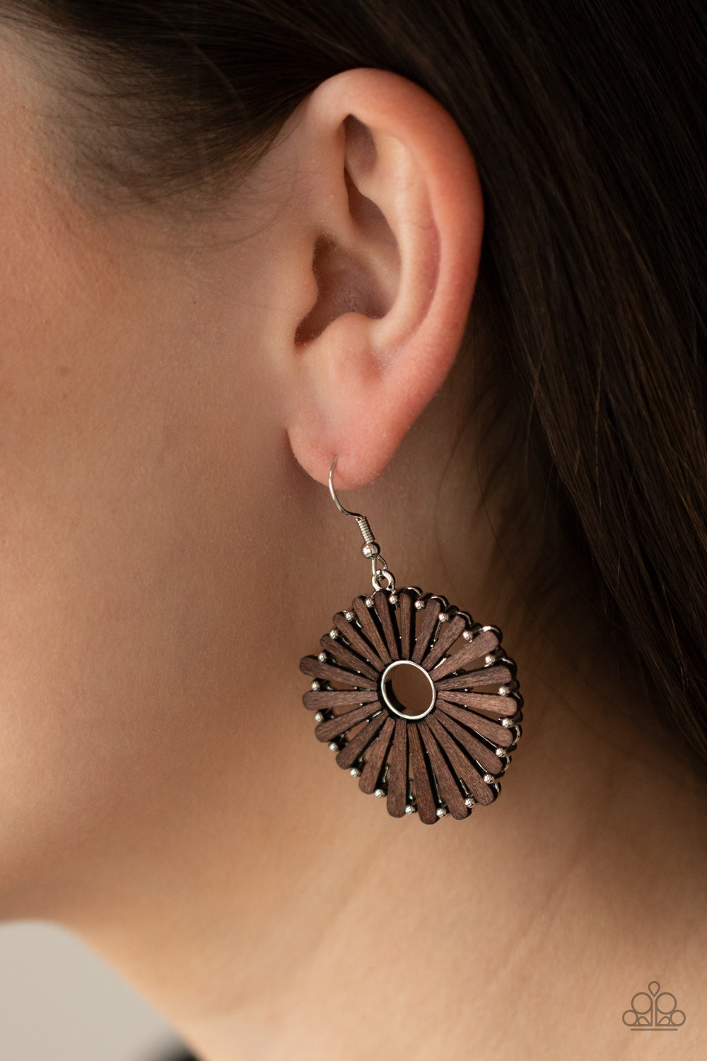 Spoke Too Soon Brown Wood Earrings