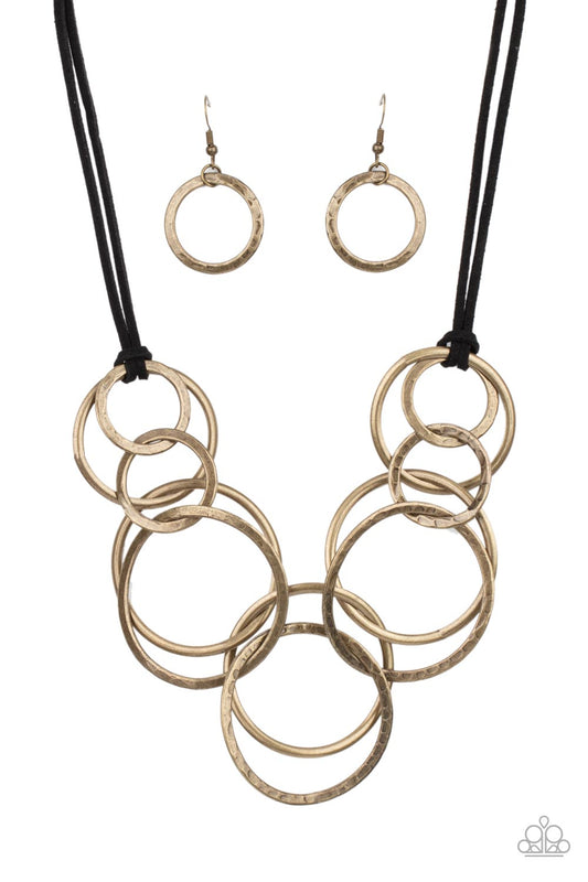 Spiraling Out of Couture Brass Necklace