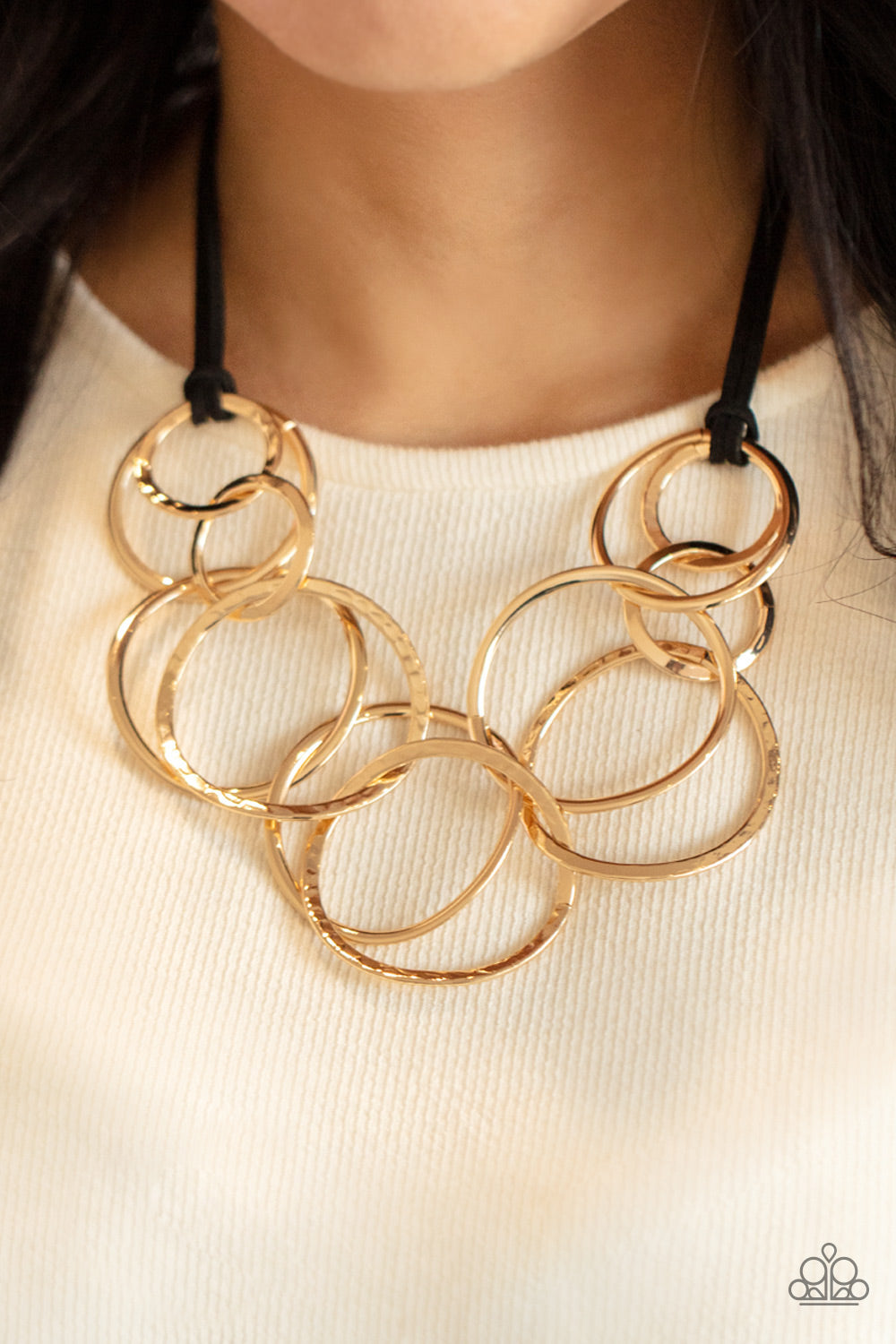 Spiraling Out of Couture Black Gold Necklace