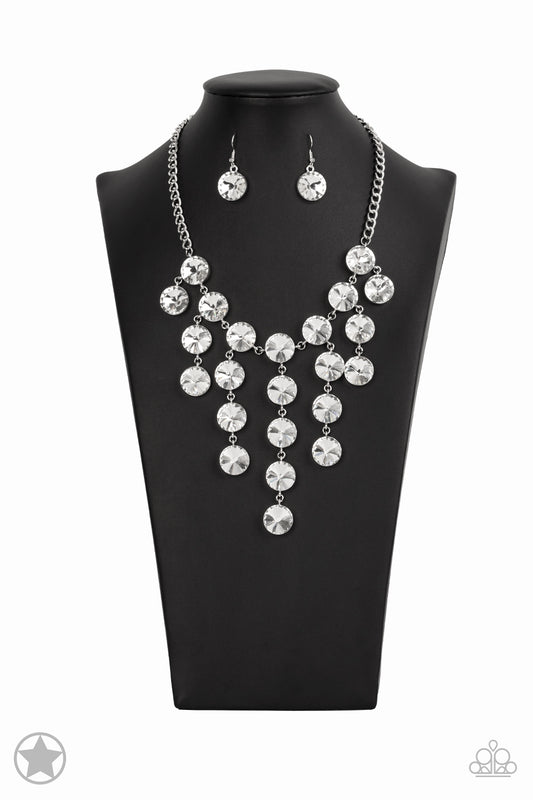 Spotlight Stunner Silver Rhinestone Necklace (Blockbuster)