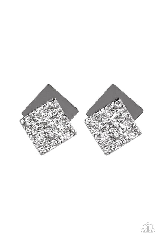 Square with Style Gunmetal Post Earrings