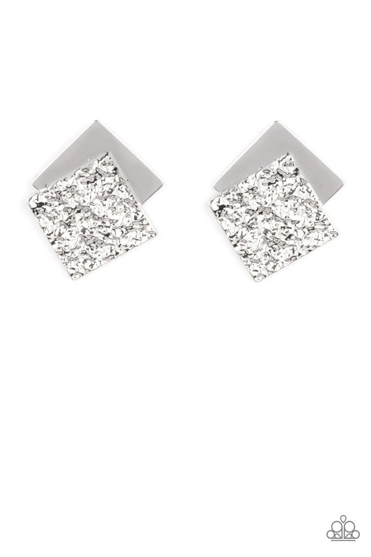 Square with Style Silver Post Earrings