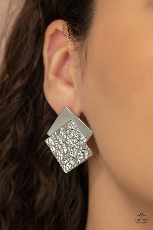 Square with Style Silver Post Earrings