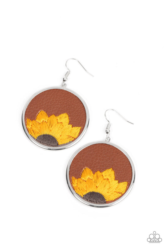 Sun Kissed Sunflowers Brown Earrings