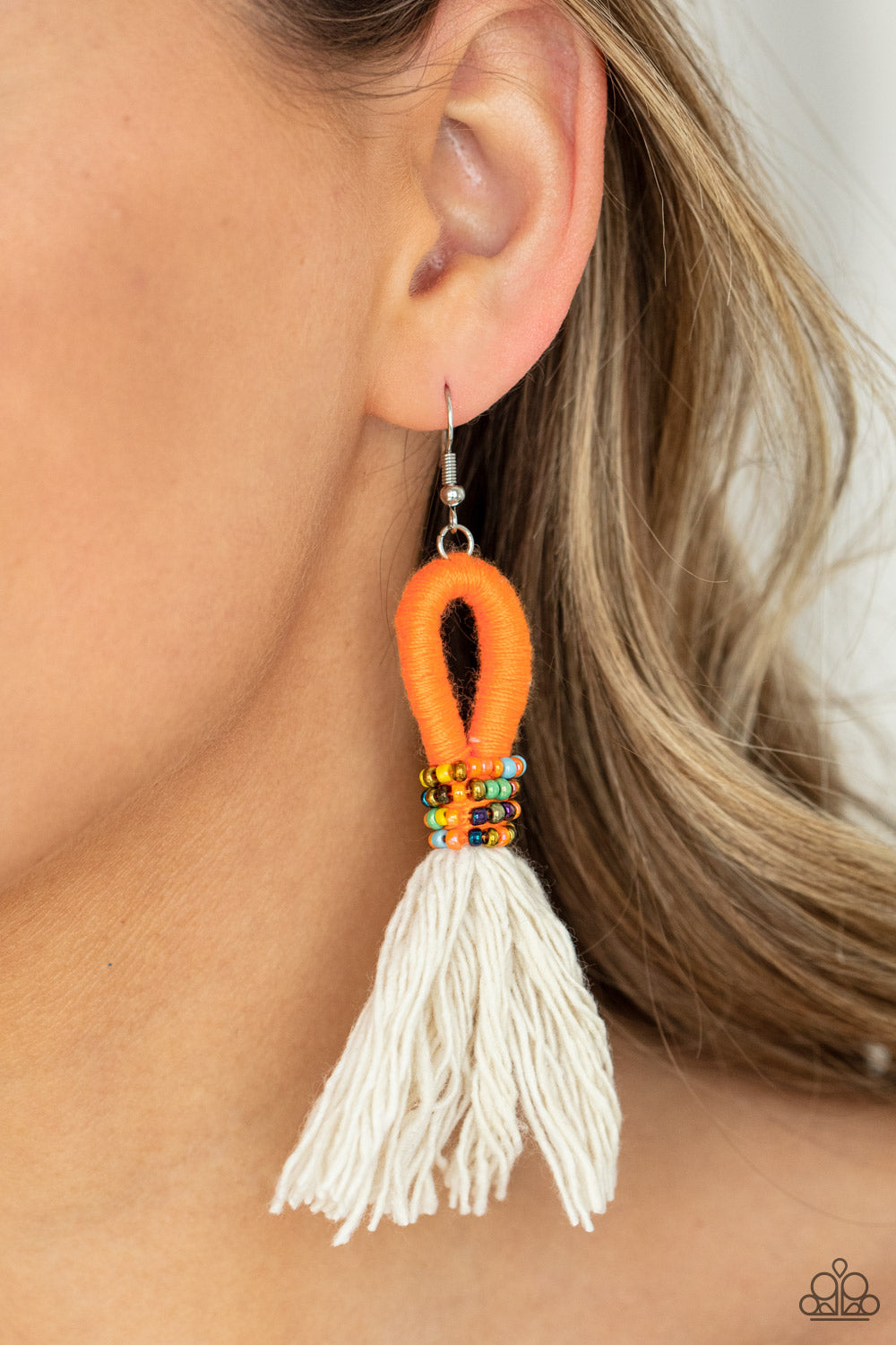 The Dustup Orange Tassel Earrings