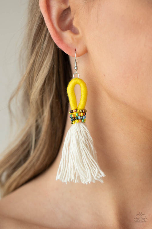 The Dustup Yellow Tassel Earrings