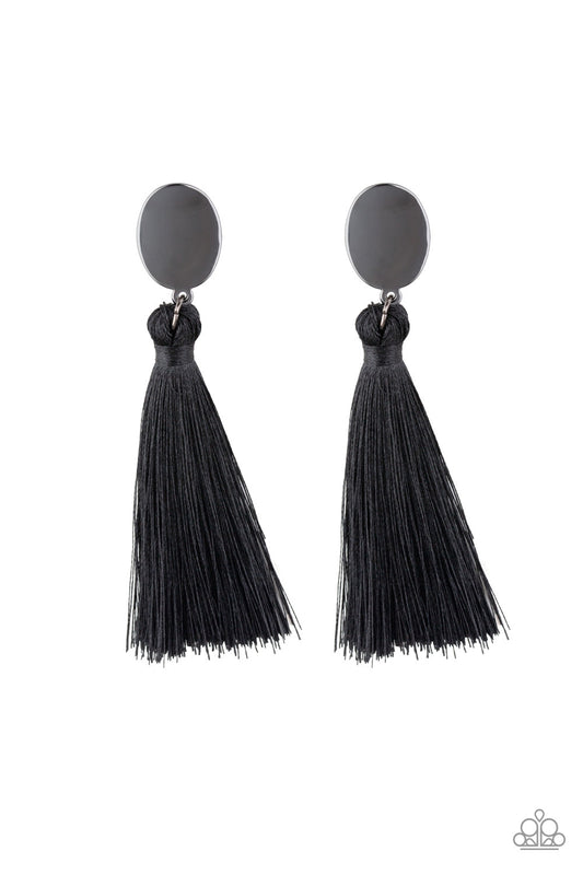 Va Va Plume Black Tassel Earrings