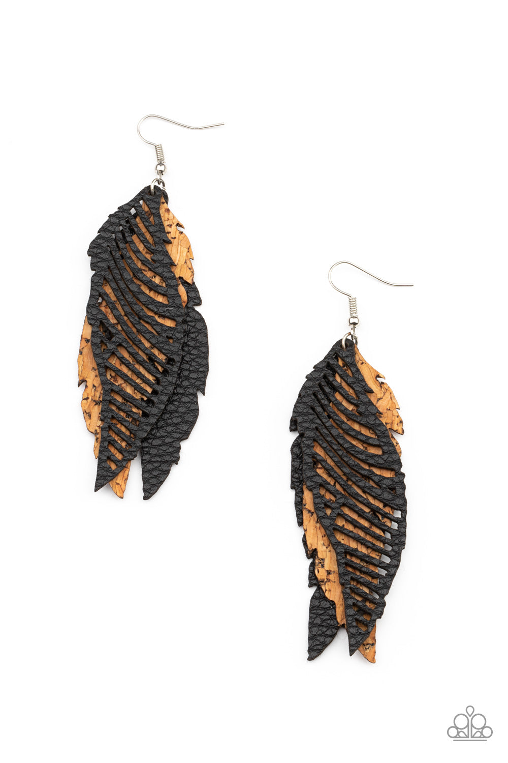 Winging Off the Hook Black Earrings