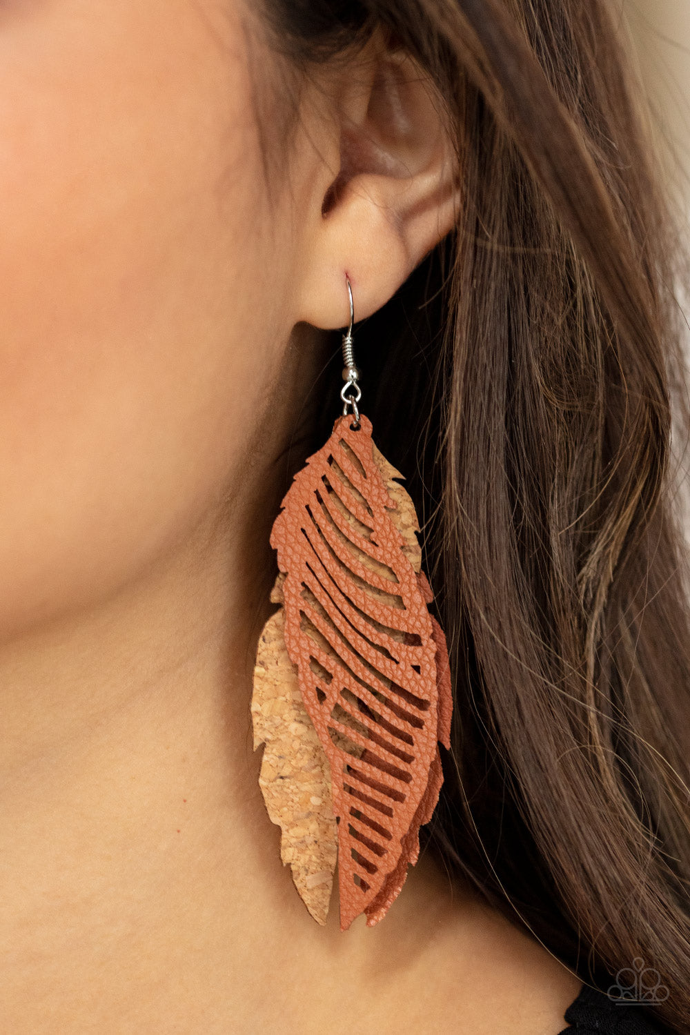 Winging Off the Hook Brown Earrings