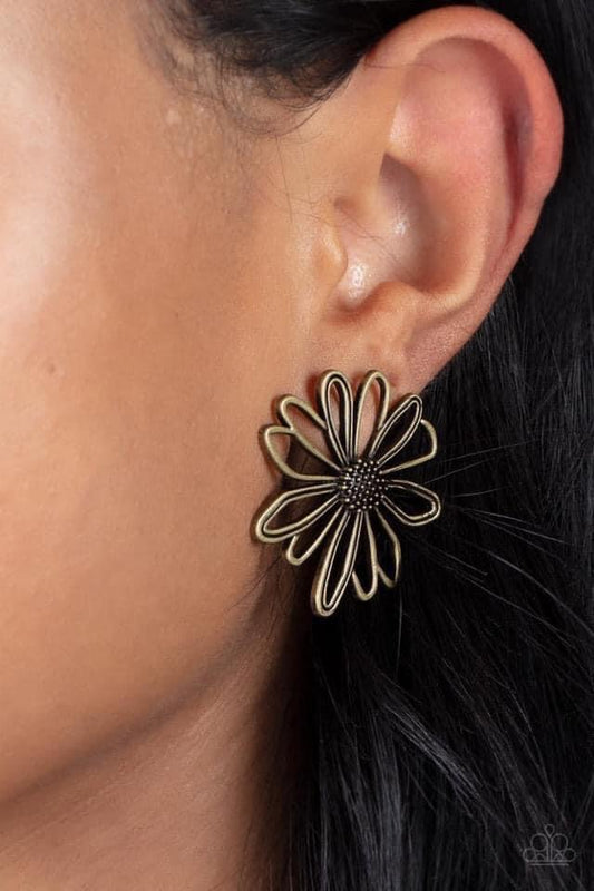 Artisan Arbor Brass Flower Post Earrings