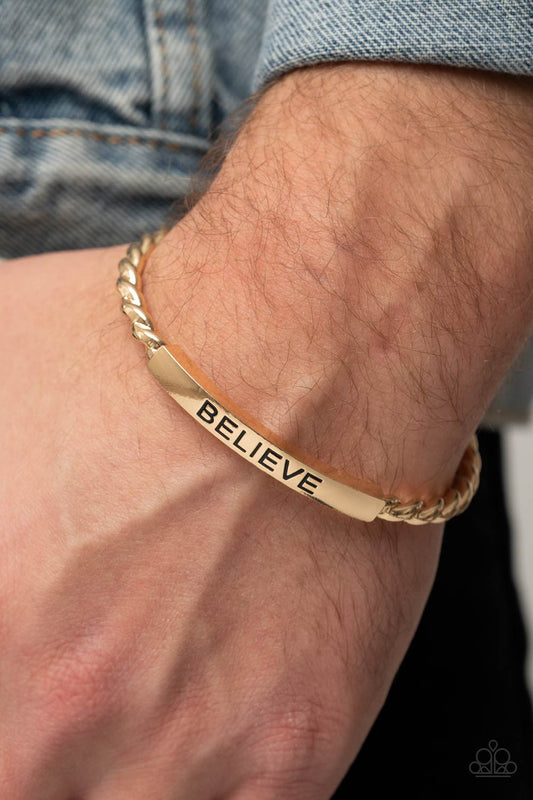 Keep Calm and Believe Gold Urban Unisex Cuff Bracelet