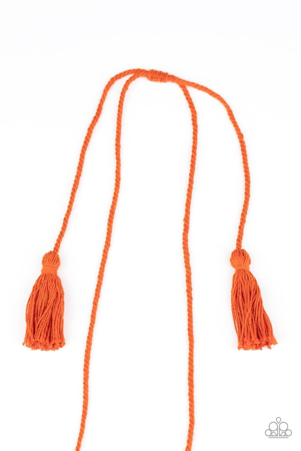 Between You and Macrame Long Orange Necklace