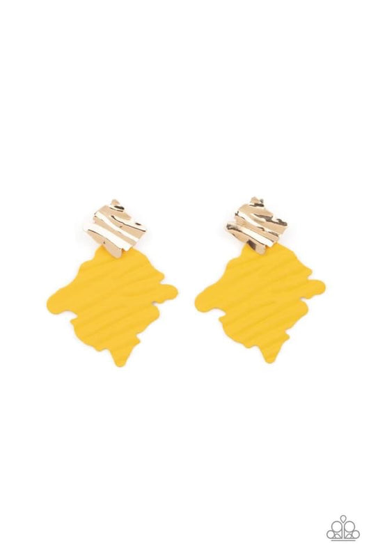 Crimped Couture Yellow Post Earrings