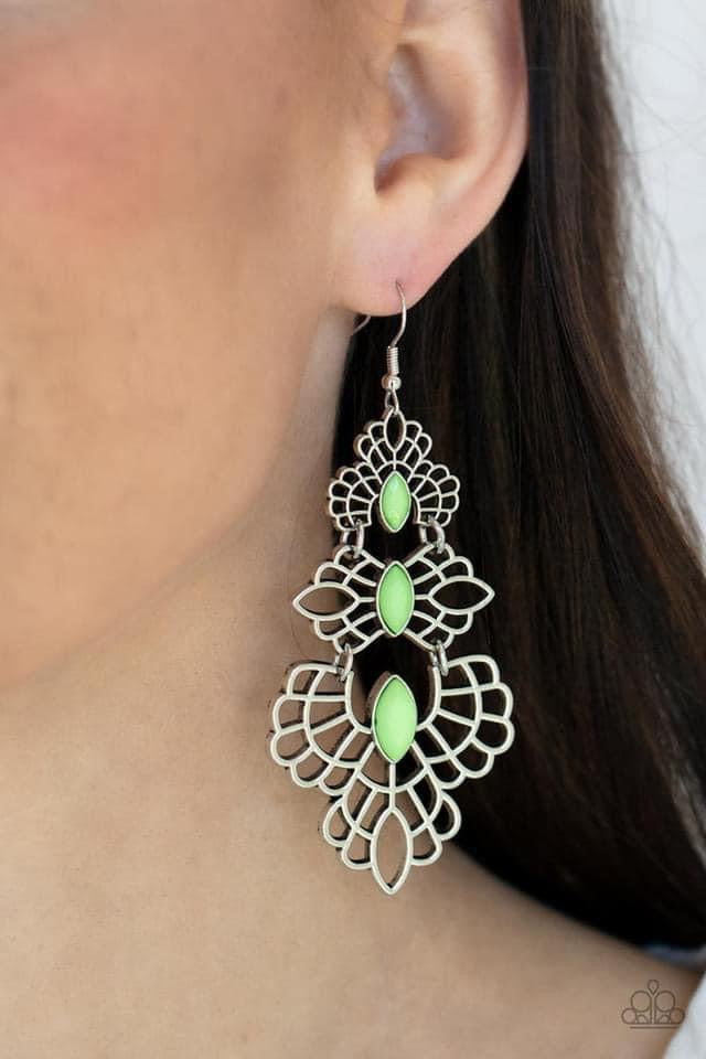 Flamboyant Frills Green Earring