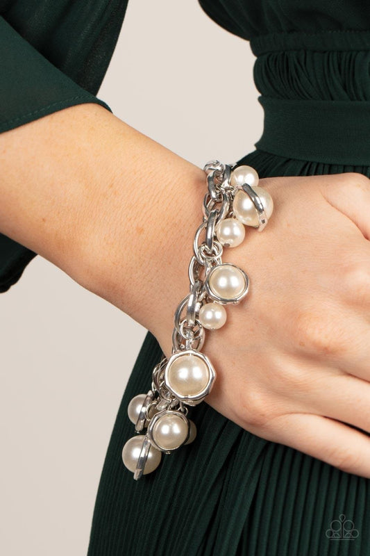 Orbiting Opulence Silver Pearl Bracelet