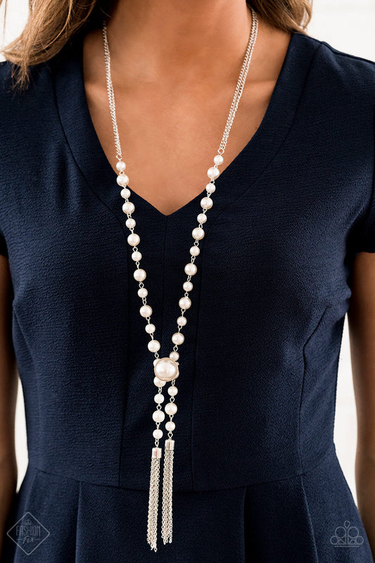 Vintage Diva Long White Pearl Necklace