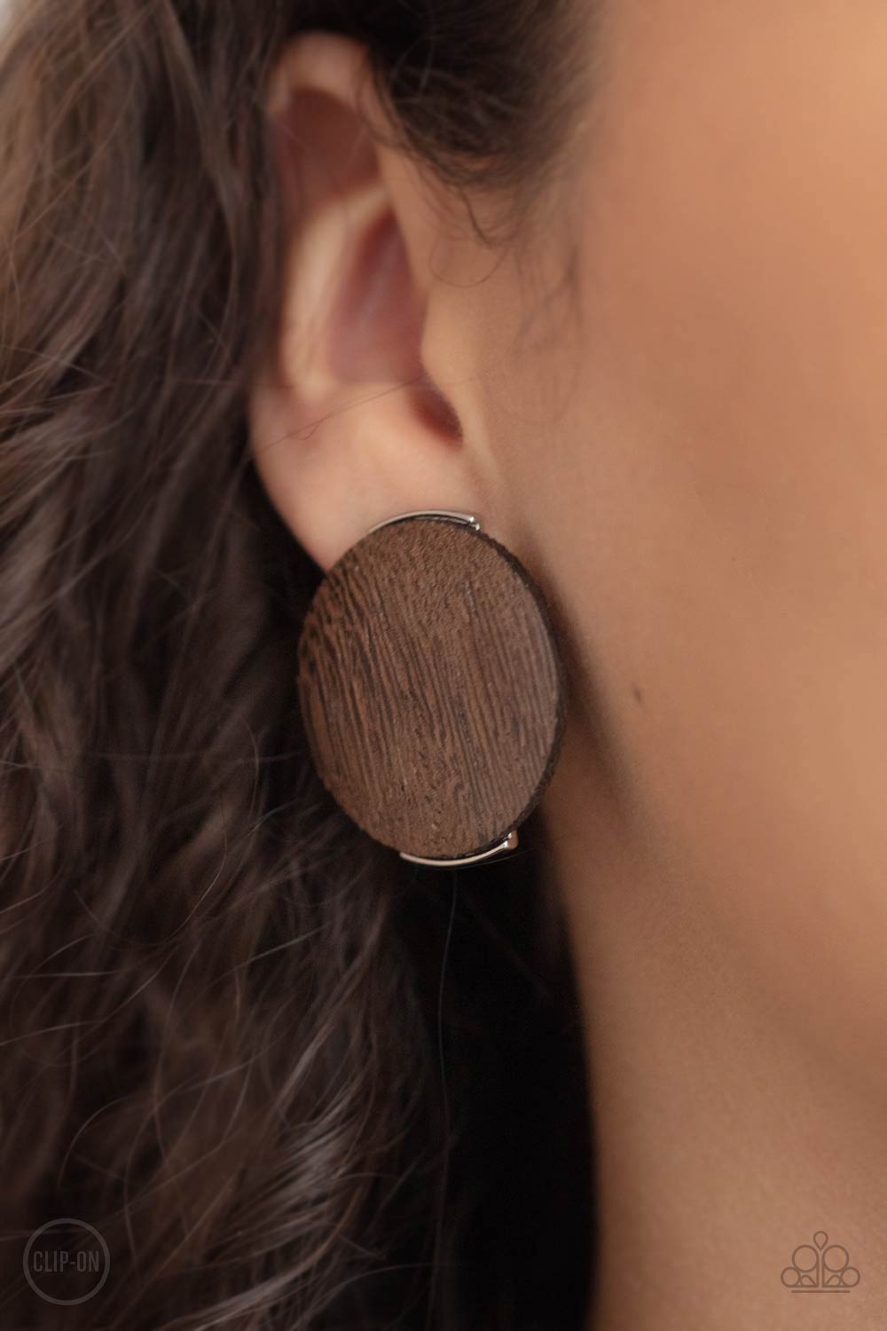 Woodwork It Brown Clip On Earrings