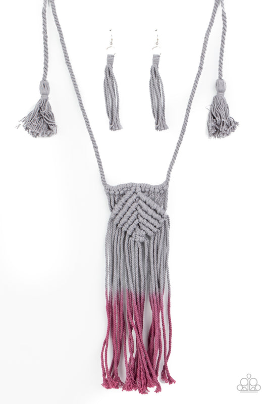 Look at Macrame Now Long Purple Ombre Necklace