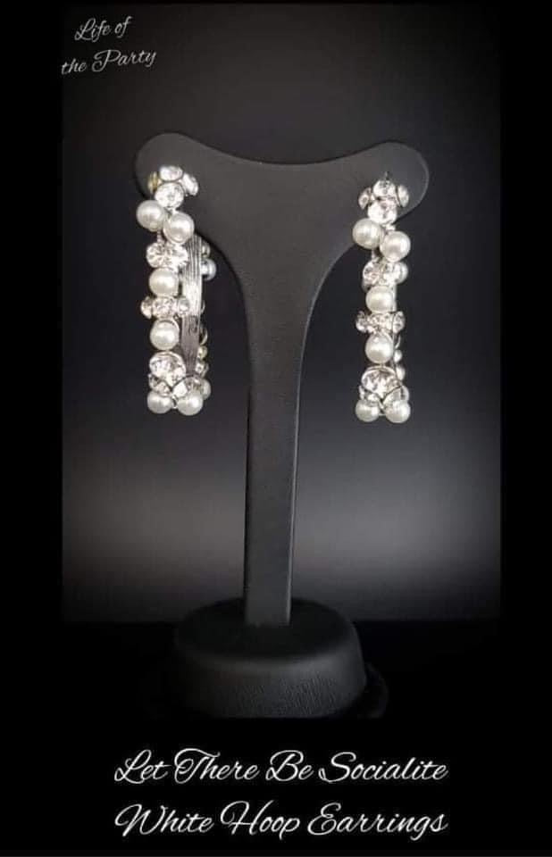 Let There Be Socialite White Pearl Hoops