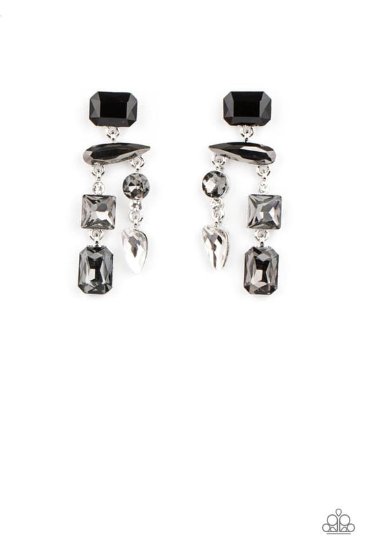 Hazard Pay Black Gunmetal Post Earrings