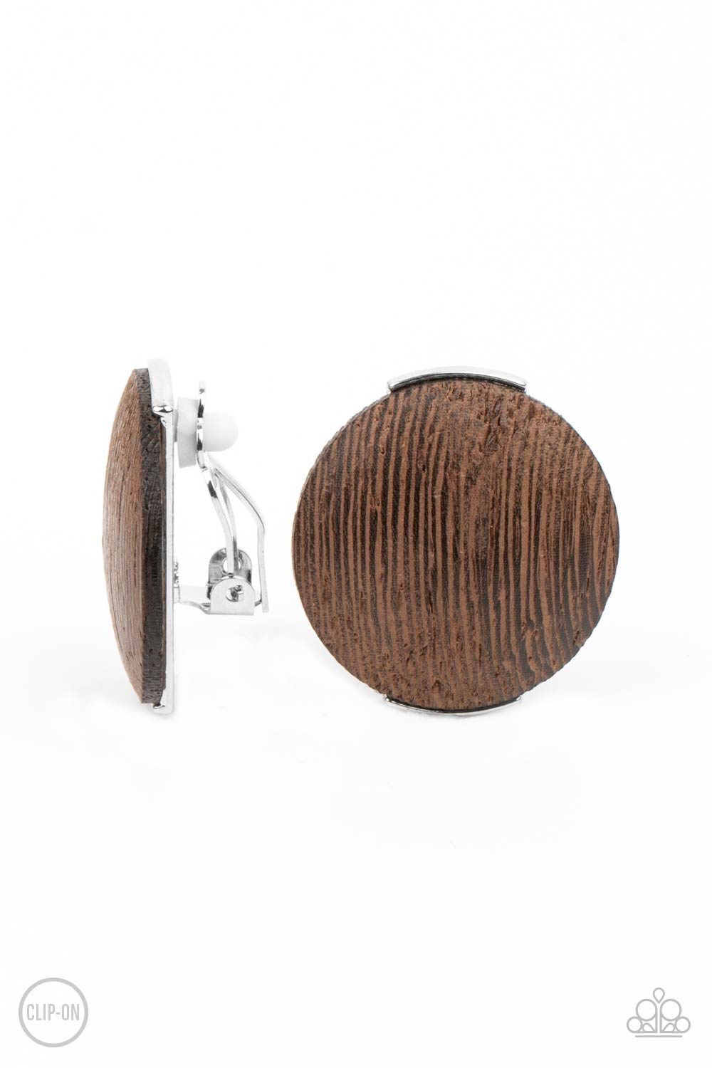 Woodwork It Brown Clip On Earrings