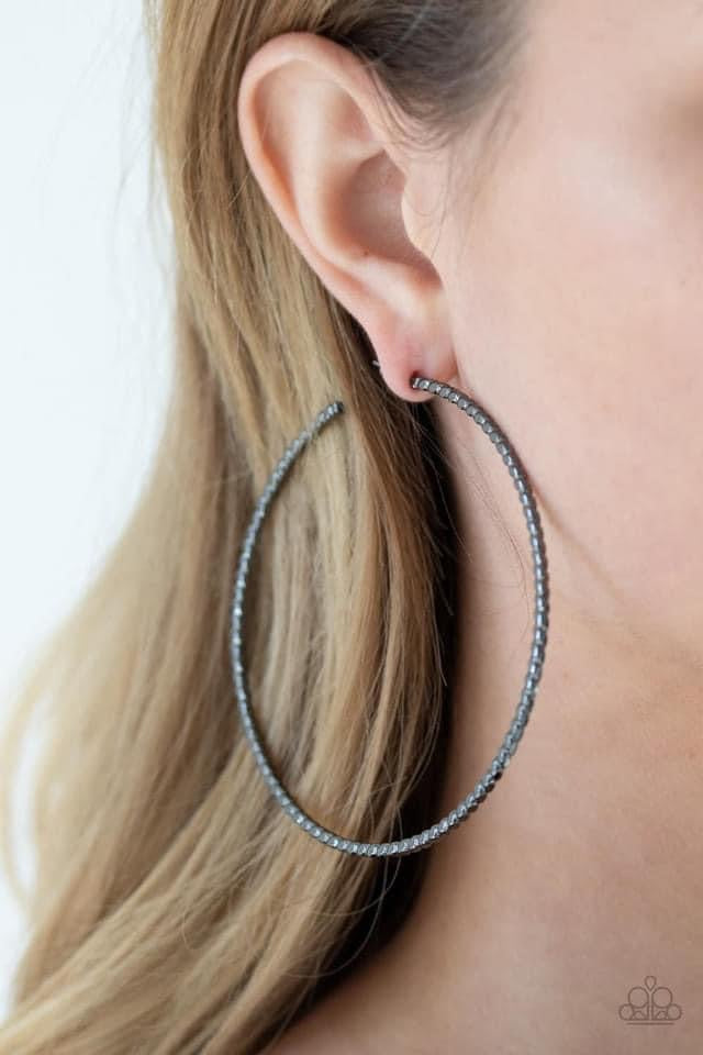 Pump Up the Volume Gunmetal Hoops