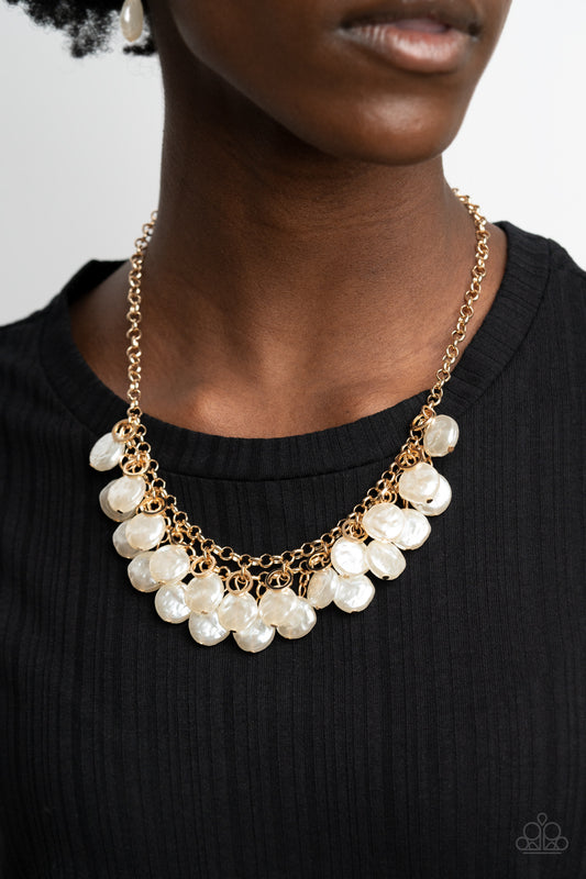 Beachfront and Center Gold Pearl Necklace