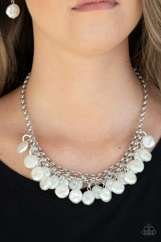 Beachfront and Center Silver Pearl Necklace