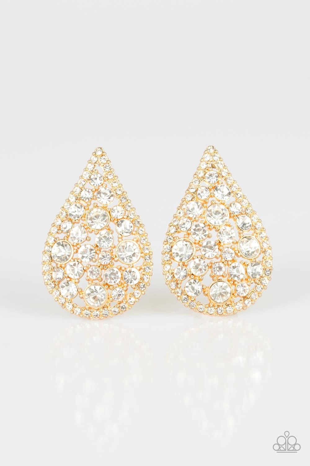 Reign Storm Gold Rhinestone Stud Earrings