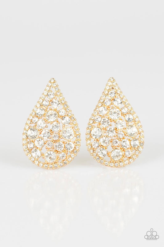 Reign Storm Gold Rhinestone Stud Earrings