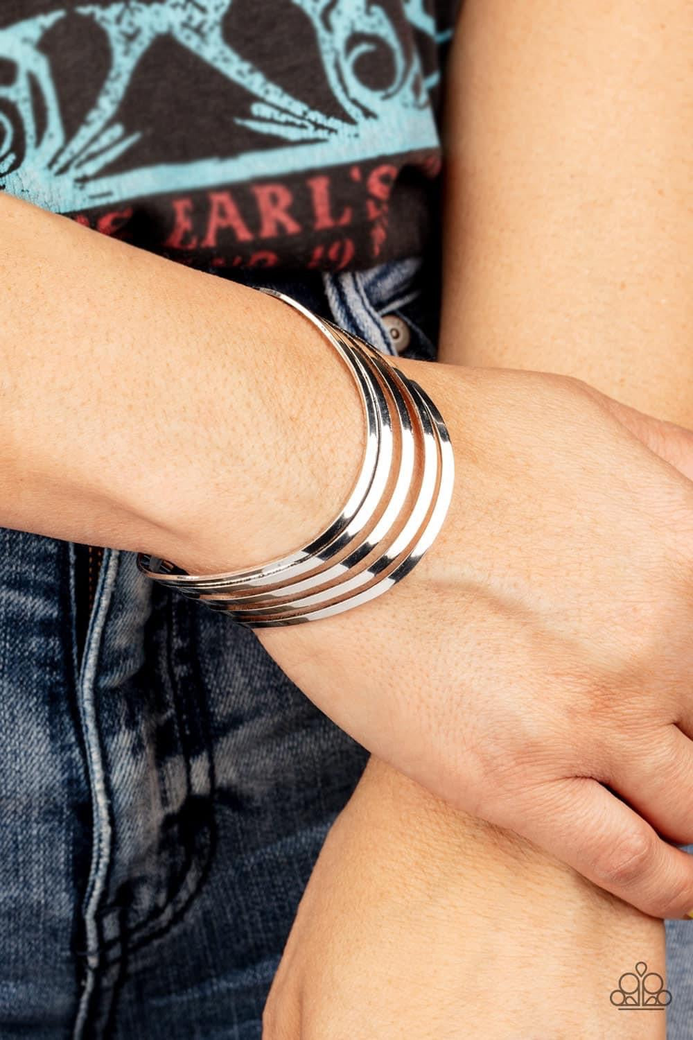 Tantalizingly Tiered Silver Cuff Bracelet