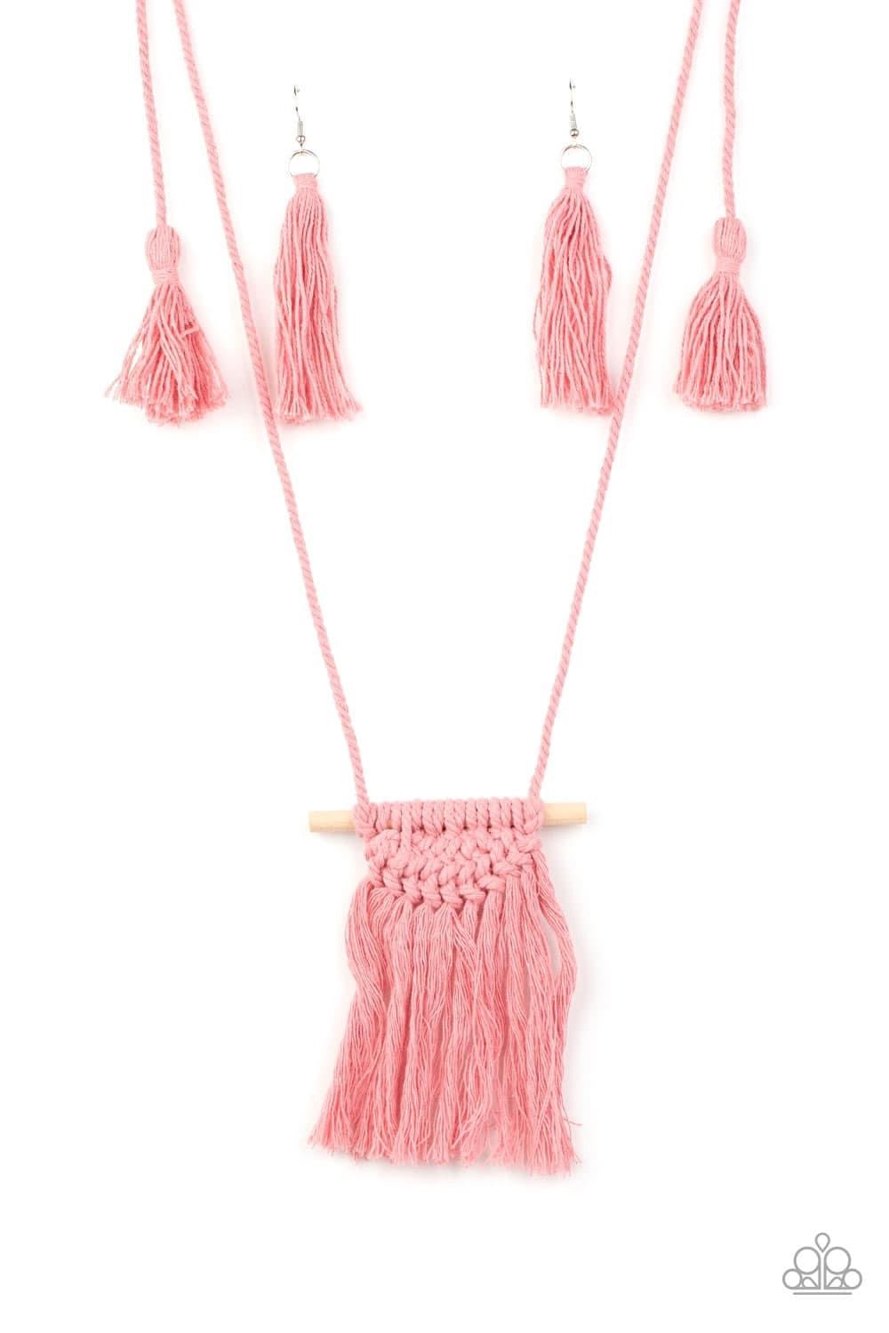 Between You and Macrame Long Pink Necklace