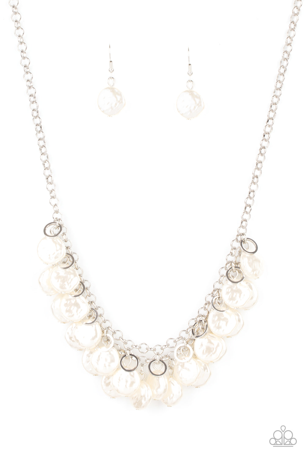 Beachfront and Center Silver Pearl Necklace