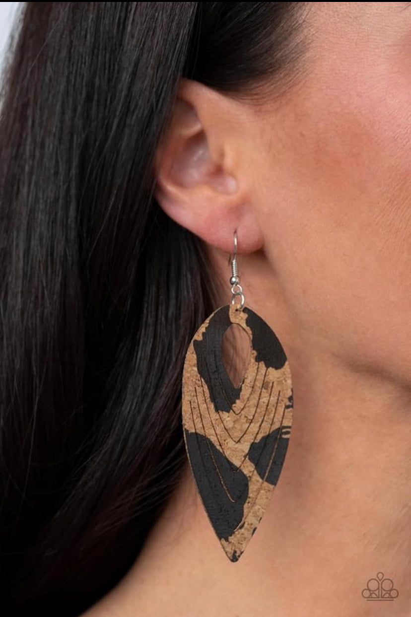 Cork Cabana Black Earrings