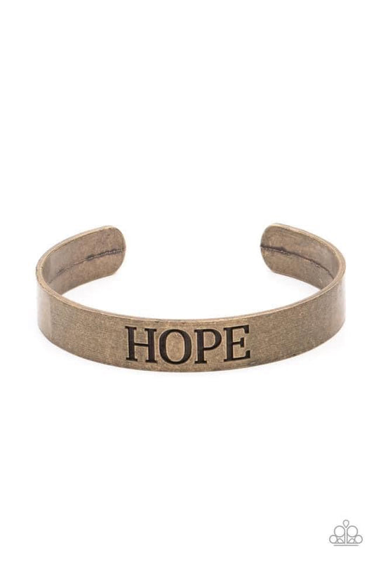 Hope Makes The World Go Round Brass Cuff Bracelet