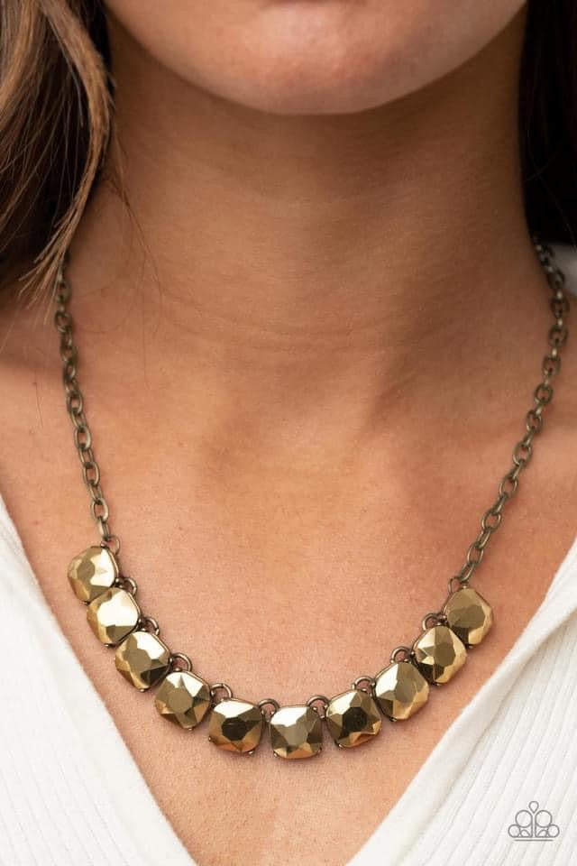 Radiance Squared Brass Necklace