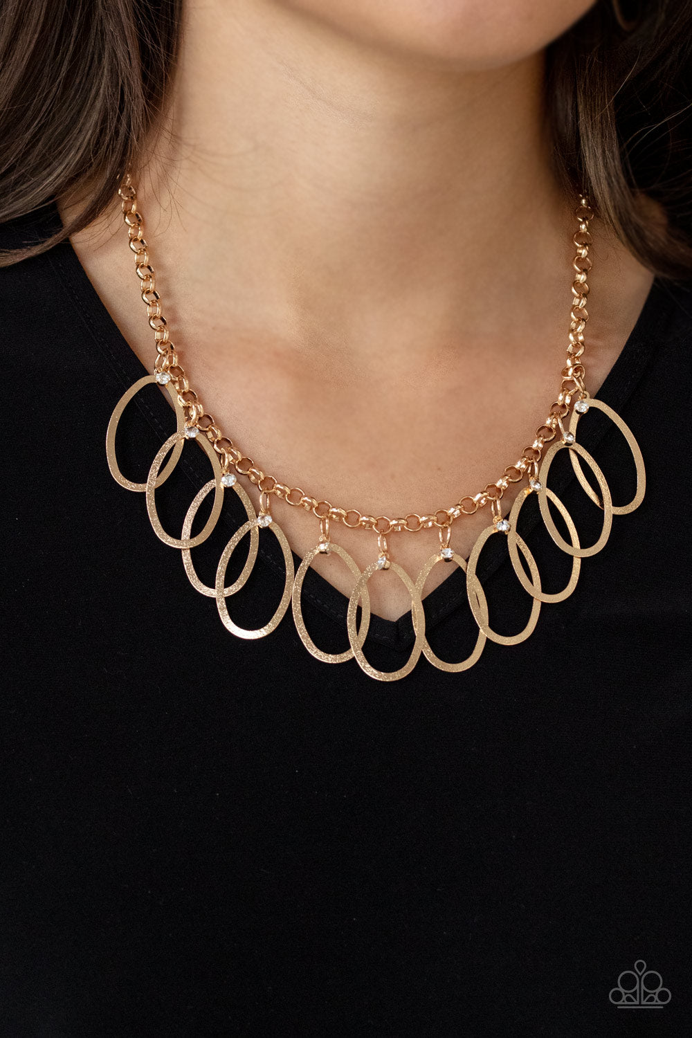 Double Oval Time Gold Necklace