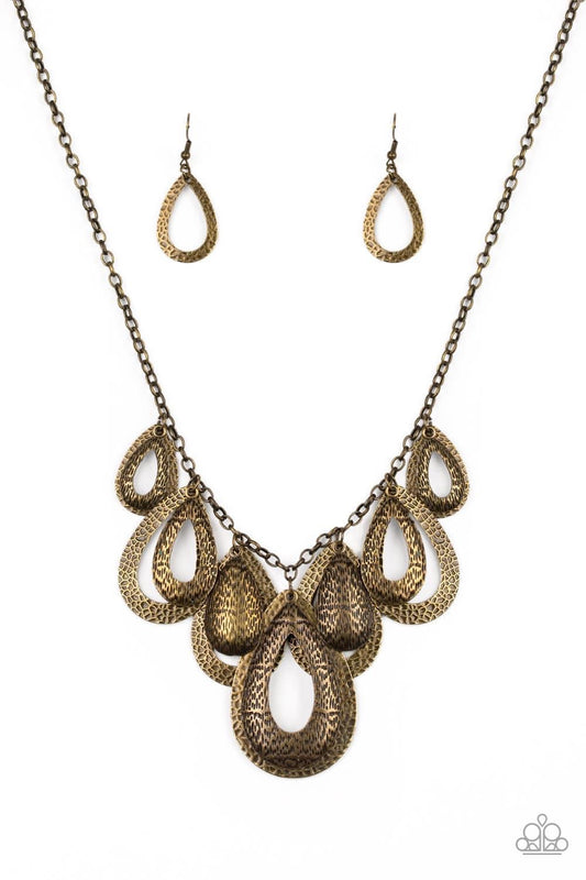 Teardrop Tempest Brass Necklace