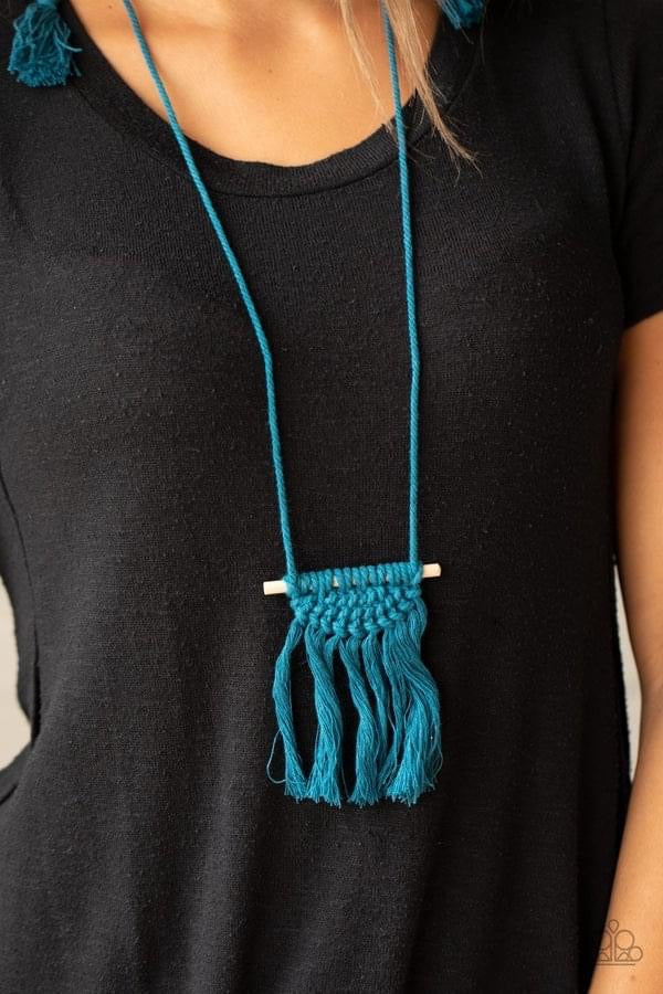 Between You and Macrame Long Blue Necklace