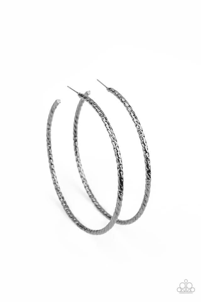 Pump Up the Volume Gunmetal Hoops