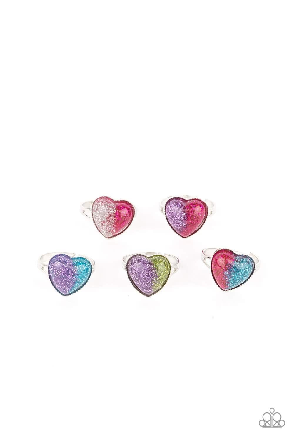 Starlet Shimmer Glitter Heart Rings (Bundle of 5)