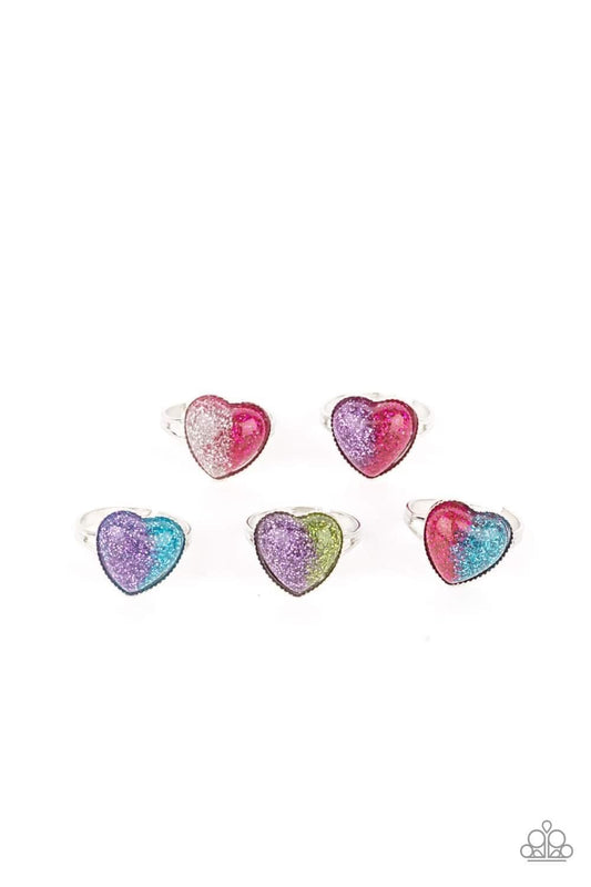 Starlet Shimmer Glitter Heart Rings (Bundle of 5)