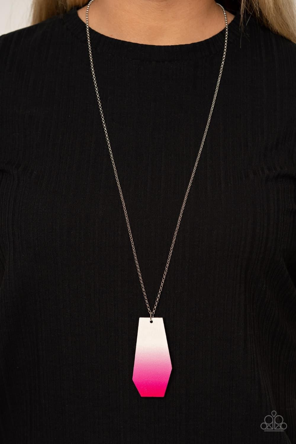 Watercolor Skies Long Pink Necklace