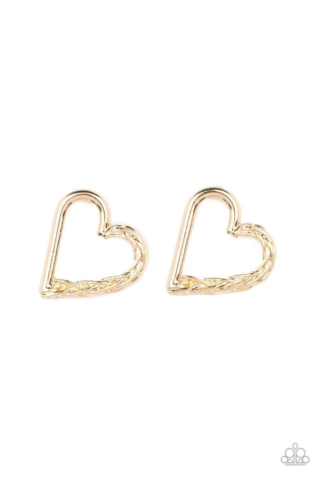 Cupid Who Gold Post Heart Earrings