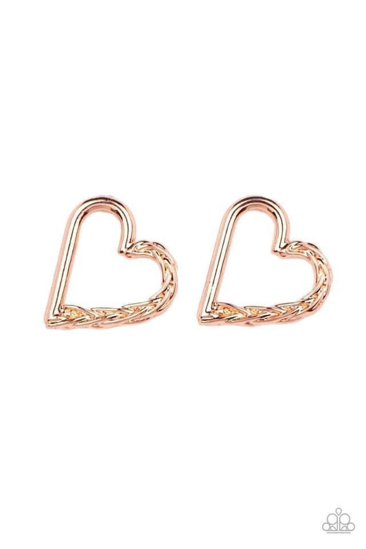 Cupid Who Copper Heart Post Earrings